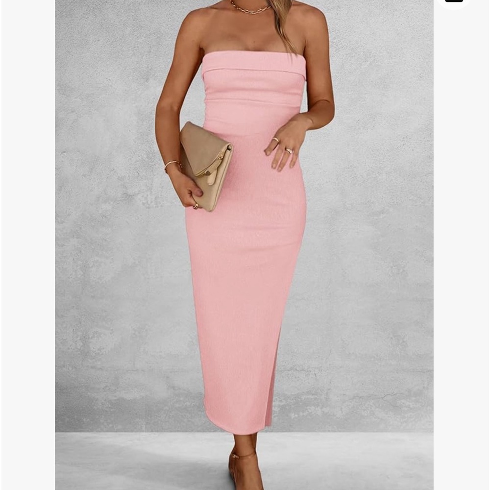 Light pink Midi strapless dress